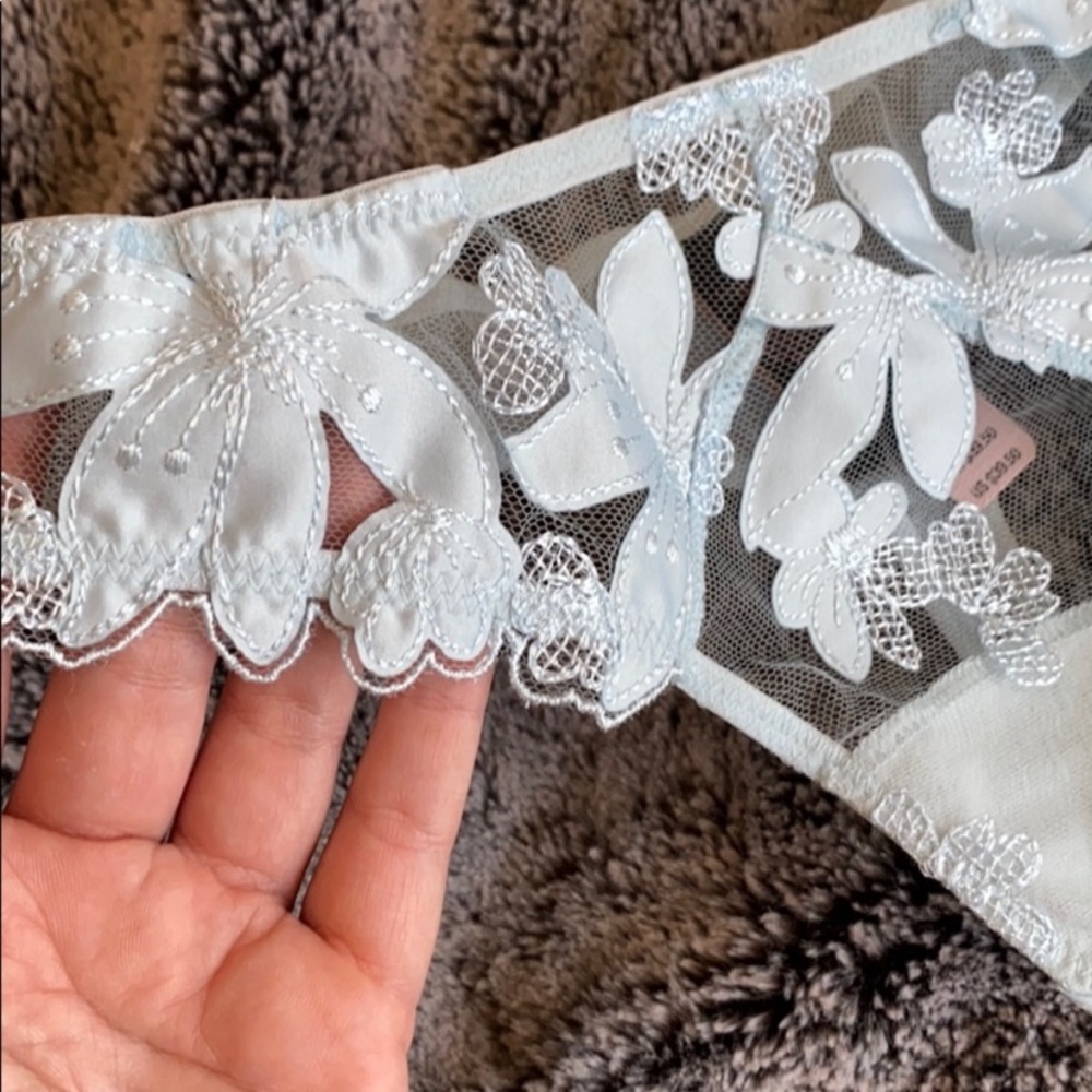 Victoria Secret Luxe Light Blue Thong XL